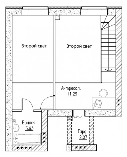 Трёхкомнатная квартира (Евро) 64.9 м²